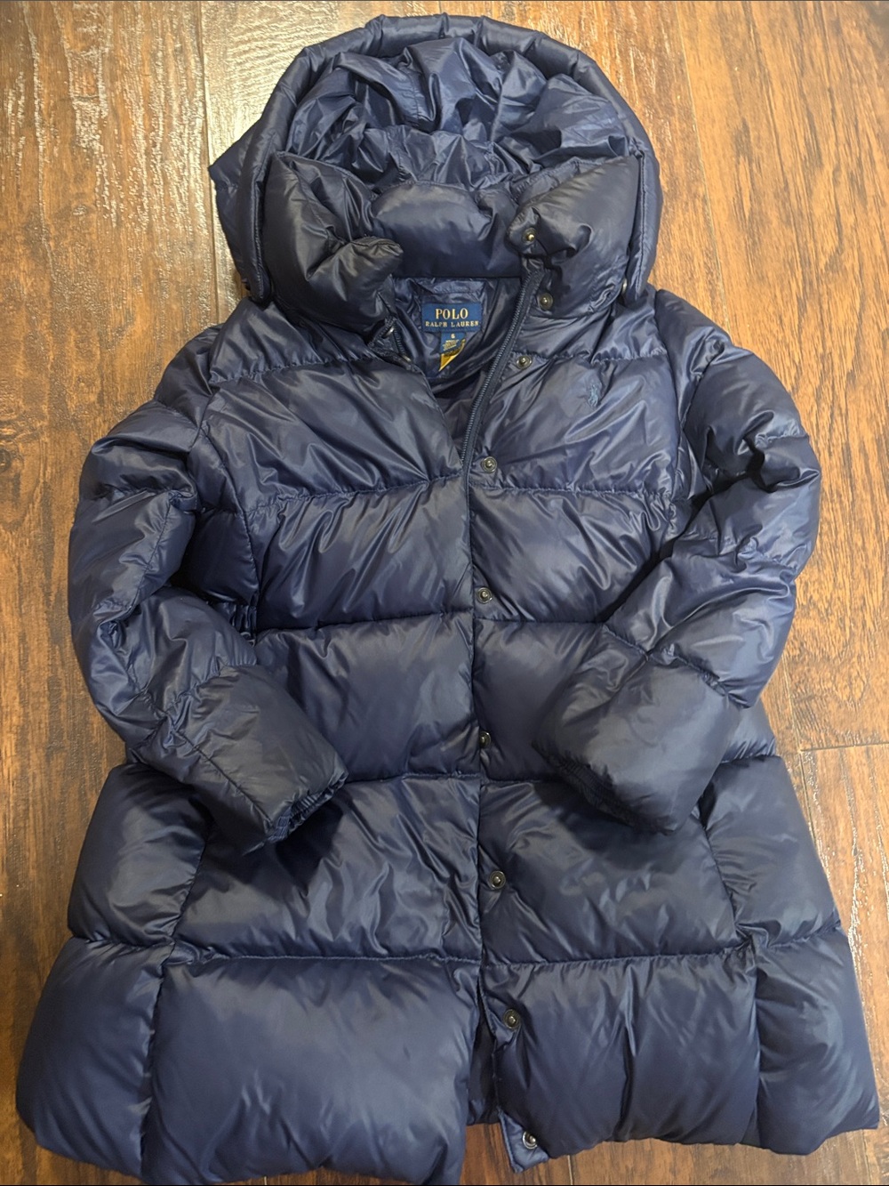 Polo by Ralph Lauren Dark Navy Puffer Jacket with Hood SIZE 6